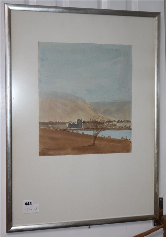 Andre Dzierzynski, watercolour, Kilchurn Castle, signed and dated 79, 37 x 32cm